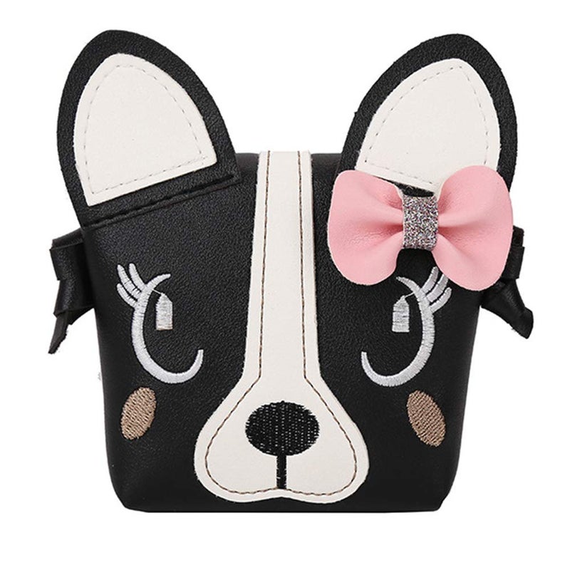 JienClound Cute Puppy Shoulder Crossbody Bag with a Bowknot, Gifts for Girls (Black) - Image 1